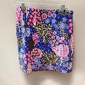 Talbots Floral Print Skirt Women's Size 4‎ Cotton Spandex Blend Polyester Lining